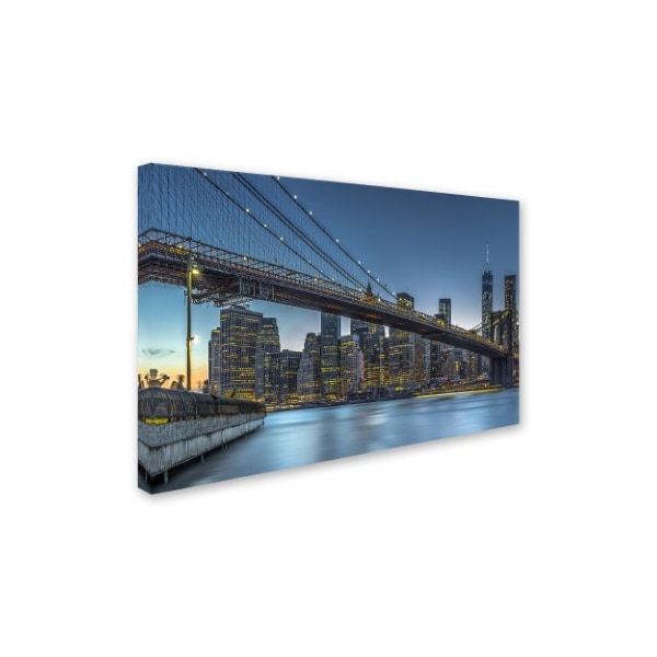 Michael Jurek 'New York Blue Hour Over Manhattan' Canvas Art,12x19